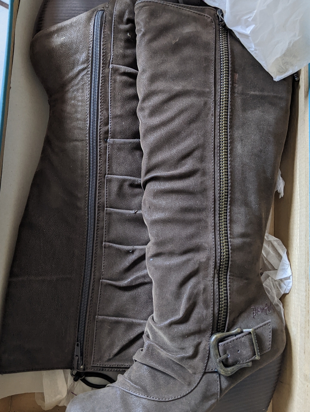 Blowfish Like New Brown Suede Mid-Calf Buckle Boots